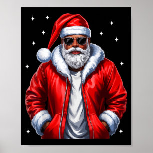 African American Christmas Pajama Xmas Afro Santa  Poster