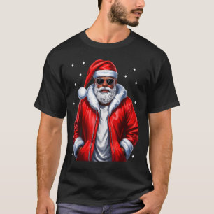 African American Christmas Pajama Xmas Afro Santa T-Shirt