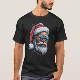 African American Christmas Pajama Xmas Afro Santa  T-Shirt
