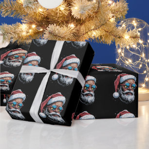 African American Christmas Pajama Xmas Afro Santa  Wrapping Paper