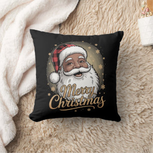 African American Christmas Pajamas Santa Claus Cushion