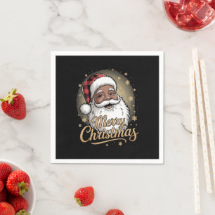 African American Christmas Pajamas Santa Claus Napkin
