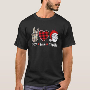 African American Christmas Peace Love Santa Claus  T-Shirt