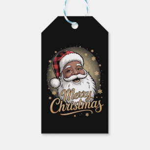 African American Christmas Pyjamas Santa Claus  Gift Tags