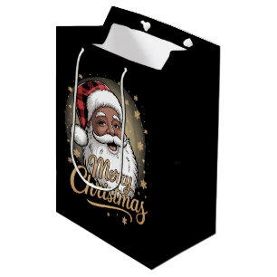African American Christmas Pyjamas Santa Claus  Medium Gift Bag
