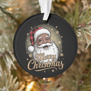 African American Christmas Pyjamas Santa Claus Ornament