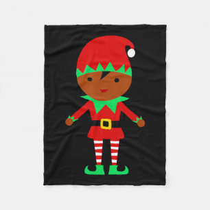 African American Christmas Santa Claus Elf  Fleece Blanket