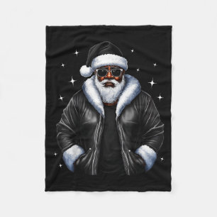 African American Christmas Xmas Afro Santa Claus  Fleece Blanket