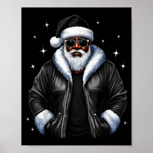 African American Christmas Xmas Afro Santa Claus Poster