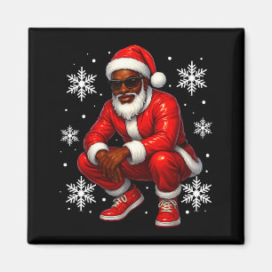 African American Cool Santa Claus Christmas Pajama Magnet