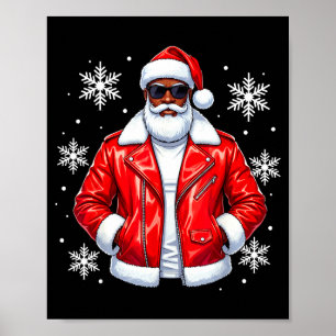 African American Cool Santa Claus Christmas Pajama Poster