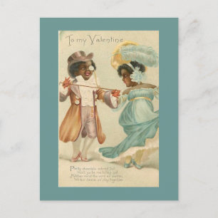 African American Couple Dance Vintage Valentine Postcard