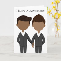 African American Couple Gay Men Happy Anniversary