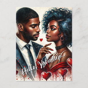 African American Couple Valentine Art Postcard