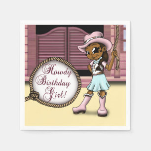 African American Cowgirl Birthday Napkin