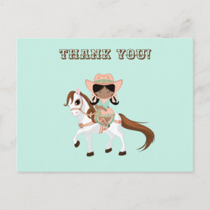 African American Cowgirl on Horse Girls Thank You Postcard