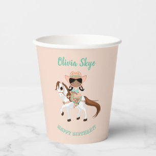 African American Cowgirl on Horse Girls Western Paper Cups