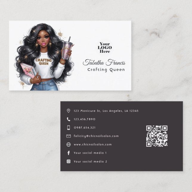 African American Crafting Queen Empowerment Design Business Card (Front/Back)