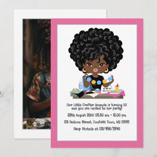 African American Crafting-Themed Birthday Party Invitation