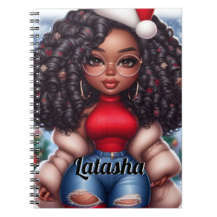 African American Cute Christmas woman Notebook