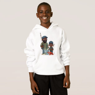 African American Dad and Son Fishing