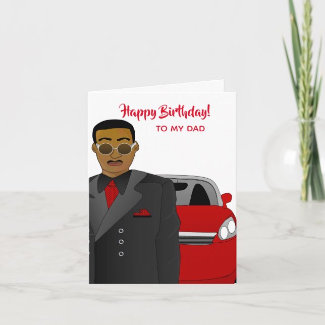 African American Dad Suit, Tie, Birthday Card (Front)