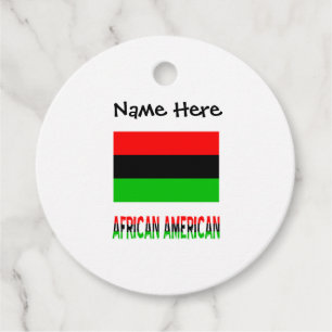 African American Diaspora Flag Black Personalised Favour Tags