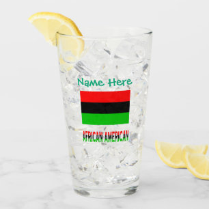 African American Diaspora Flag Green Personalised Glass
