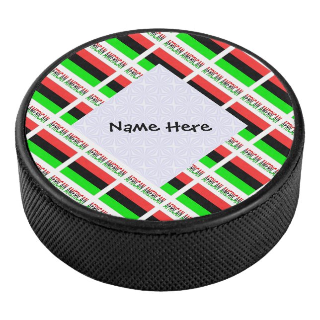 African American Diaspora Flag Tiled Personalised  Hockey Puck (3/4)