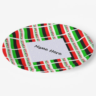 African American Diaspora Flag Tiled Personalised Paper Plate