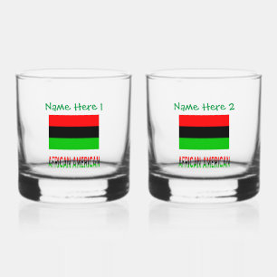 African American Diaspora Green Personalisation  Whiskey Glass
