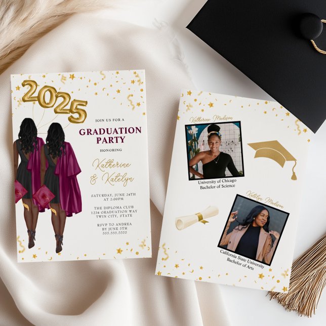 African American Double Graduation Party Invitation (Creator Uploaded)