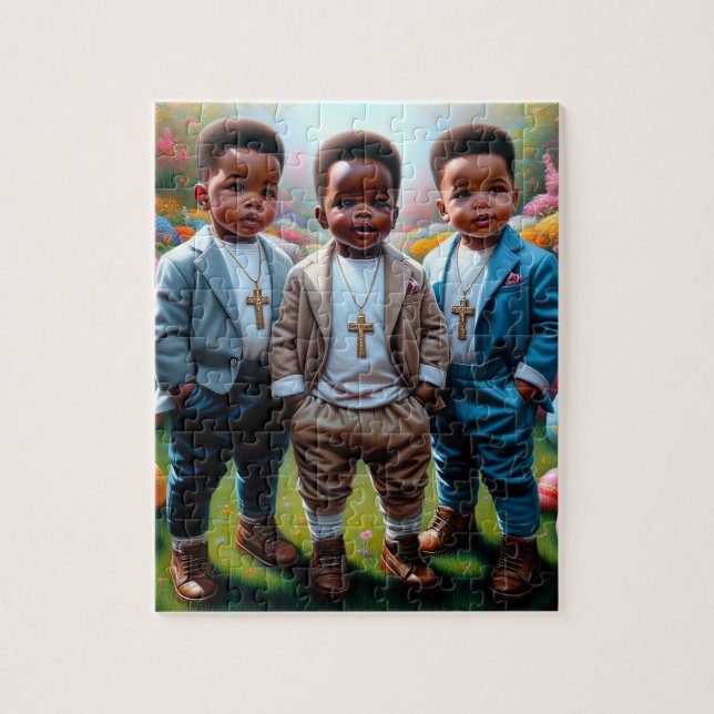 African American Easter Boy Puzzle (Vertical)