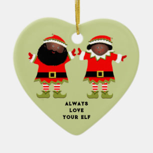 African-American Elves Ceramic Tree Decoration