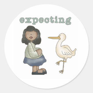 African American Expecting  Classic Round Sticker