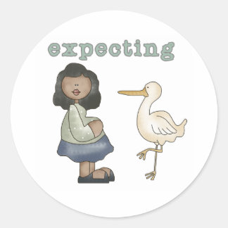 African American Expecting Classic Round Sticker
