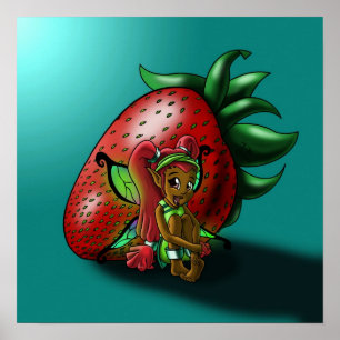 African American Fairy and Strawberry Poster