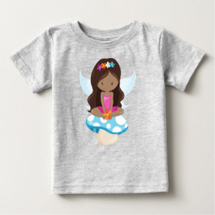 African American Fairy, Forest Fairy, Mushroom Baby T-Shirt