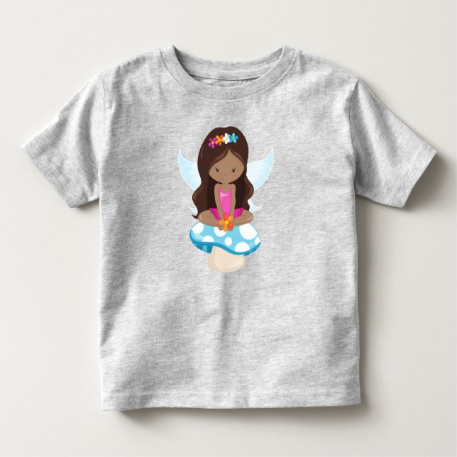 African American Fairy, Forest Fairy, Mushroom Toddler T-Shirt (Front)