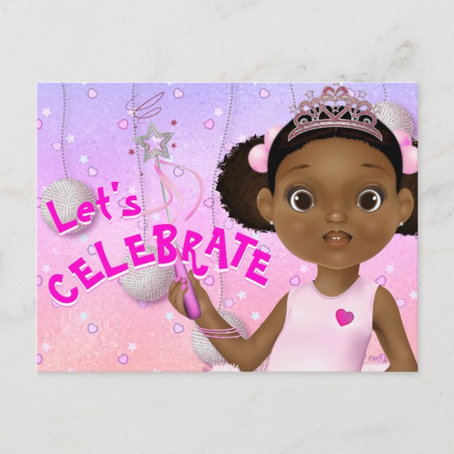African American Fairy Princess Ballerina Birthday Postcard (Front)