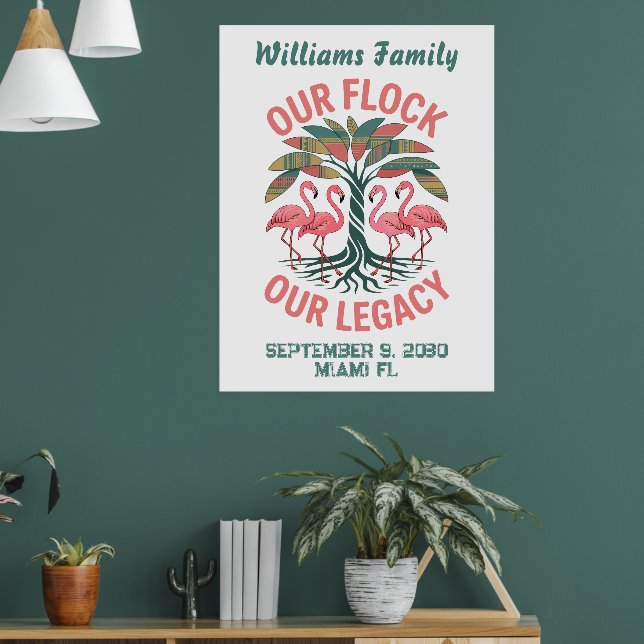 African American Family Legacy Reunion Flamingo Poster (Living Room 1)