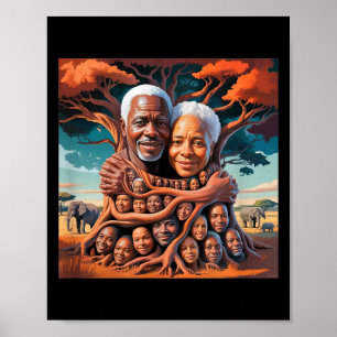 African american family tree roots heritage design poster