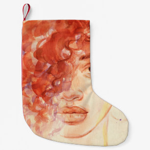 African American fashion, watercolor illustration. Small Christmas Stocking