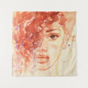 African American fashion, watercolor illustration. Tapestry