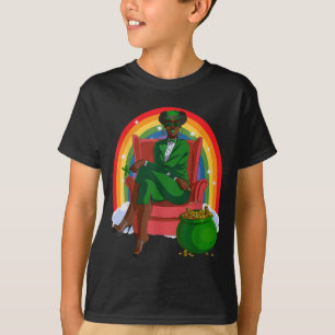 African American Female Leprechaun Black St. Patri T-Shirt