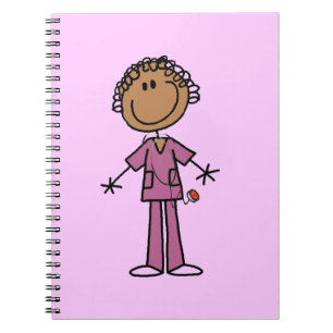 African American Female Stick Figure Nurse Spiral Notebook