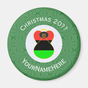 African American Flag Angel Christmas Personalised Magnet