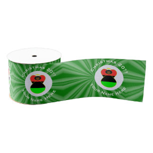 African American Flag Christmas Angel Personalise Grosgrain Ribbon