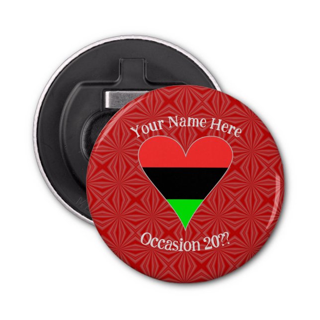 African American Flag Heart Funky Personalised Bottle Opener (Front)