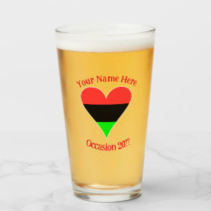 African American Flag Heart Funky Personalised Glass